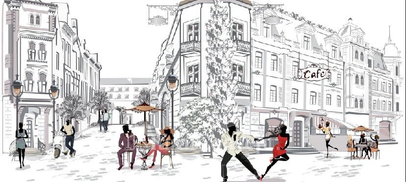 Papel pintado restaurant balade parisienne