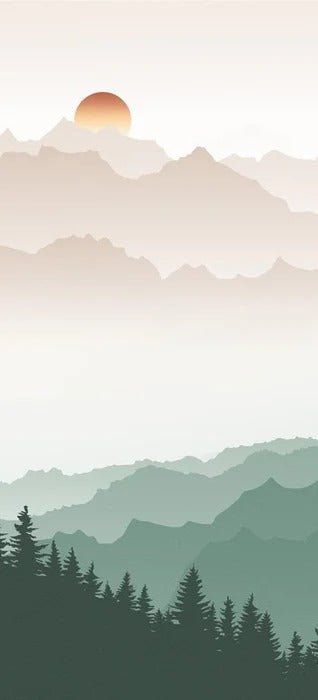 Papel pintado Montaña en la niebla terracota