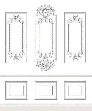 Papier peint trompe l’œil moulure blanche Chic Paris, XXL, tendance