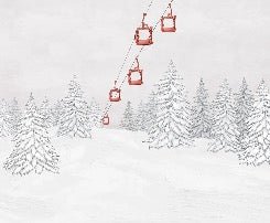 Papel pintado góndola roja montaña