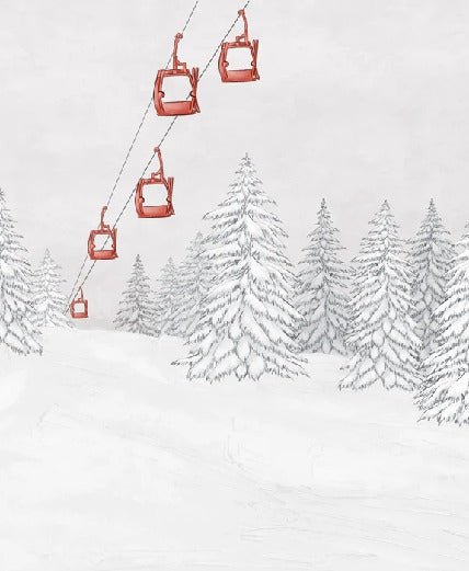 Papel pintado góndola roja montaña