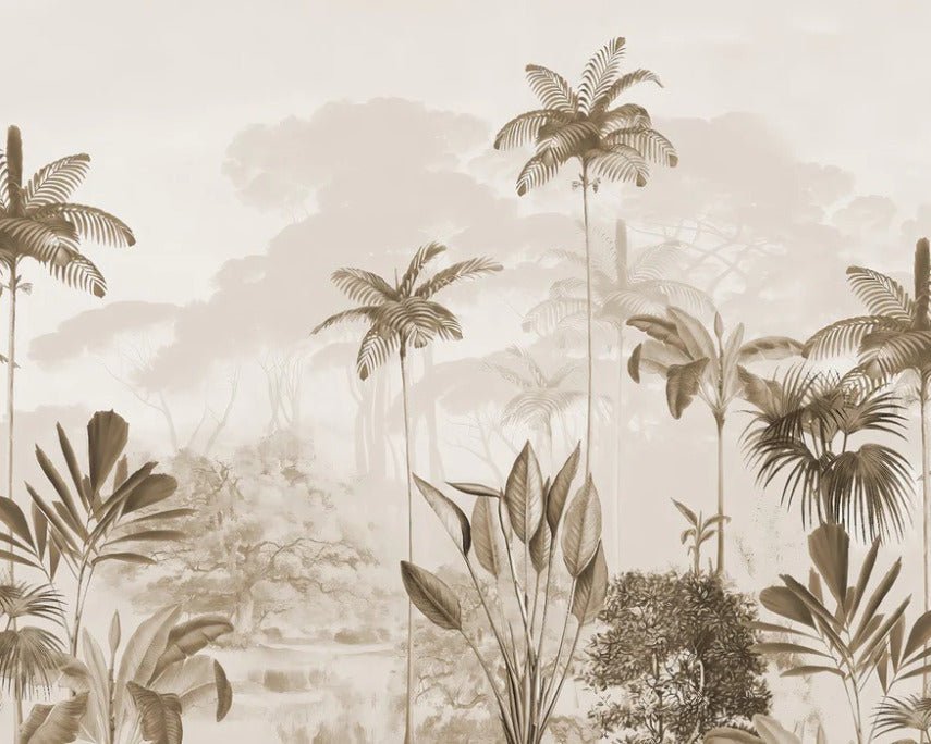 Papel pintado panoramico jungle eden sepia
