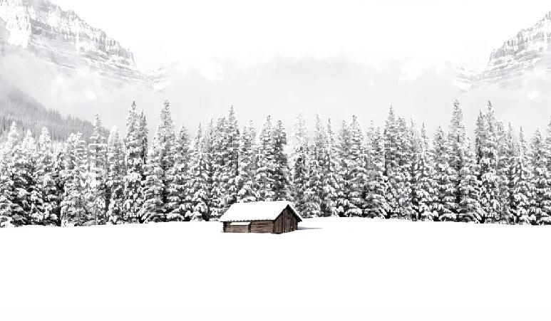 Papier peint panoramique chalet en montagne, XXL, tendance