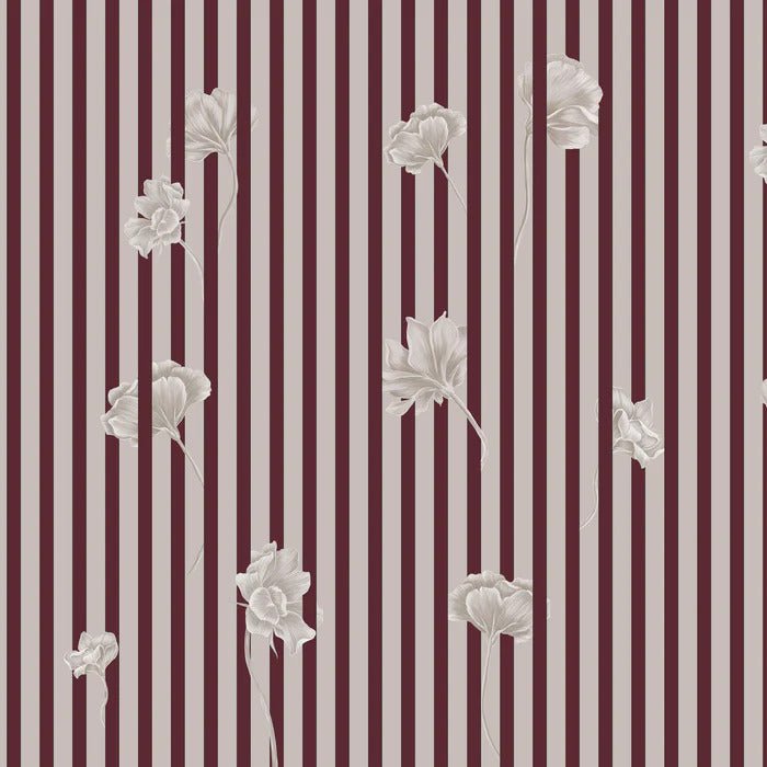 Papel pintado de rayas florales