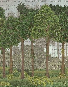 Papel pintado ilustrado Árboles grandes