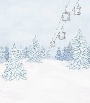 Papier peint montagnes télécabine bleu, XXL, tendance