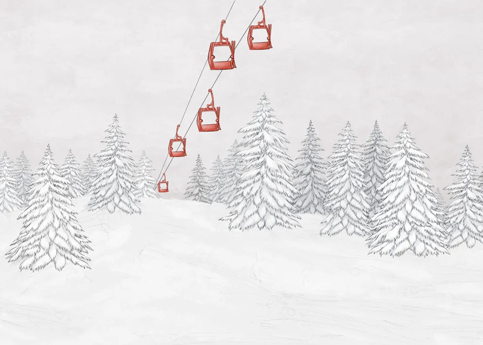 Papel pintado góndola roja montaña