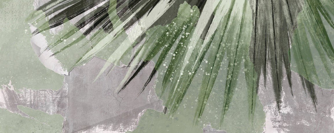 Papier peint panoramique rétro palm gris, XXL, tendance