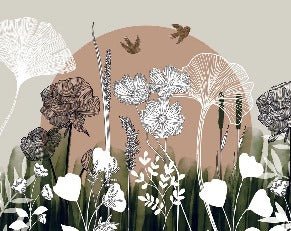 Papel pintado Ilustración floral panorámica