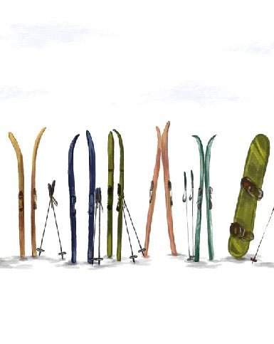 Papier peint panoramique skis colorés