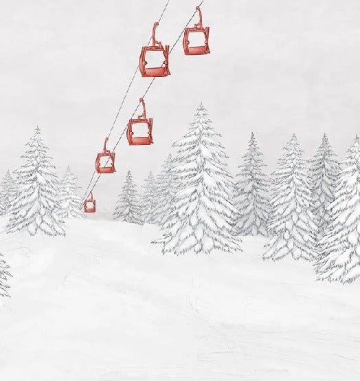 Papel pintado góndola roja montaña