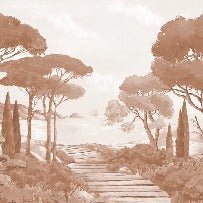Papier peint balade dans les calanques terracotta
