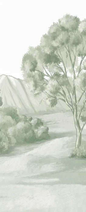 Papier peint paysage poétique vert