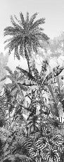 Papel pintado tropical en blanco y negro