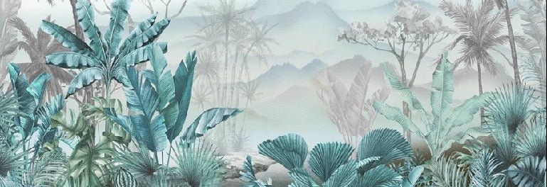 Papel pintado azul tropical de moda