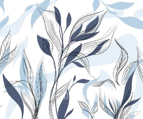 Papel pintado gráfico de flores azules