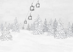 Papel pintado blanco y negro góndola montaña