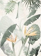 Papier peint salle de bain sur mesure végétal vert jaune, XXL, tendance