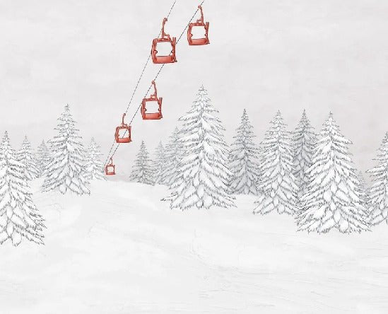 Papel pintado góndola roja montaña