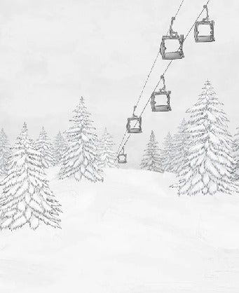 Papel pintado blanco y negro góndola montaña