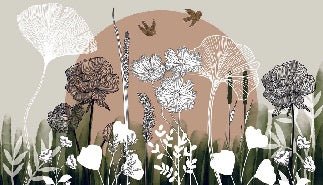 Papel pintado Ilustración floral panorámica