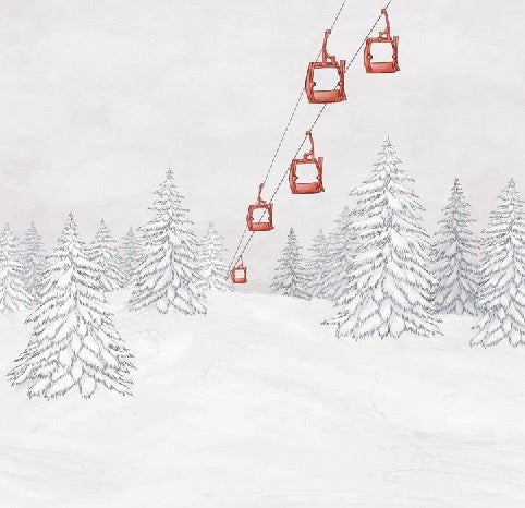 Papier peint montagne télécabine rouge, XXL, tendance