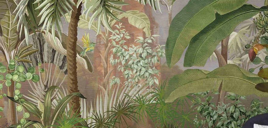Papel pintado panorámico de selva y leopardo