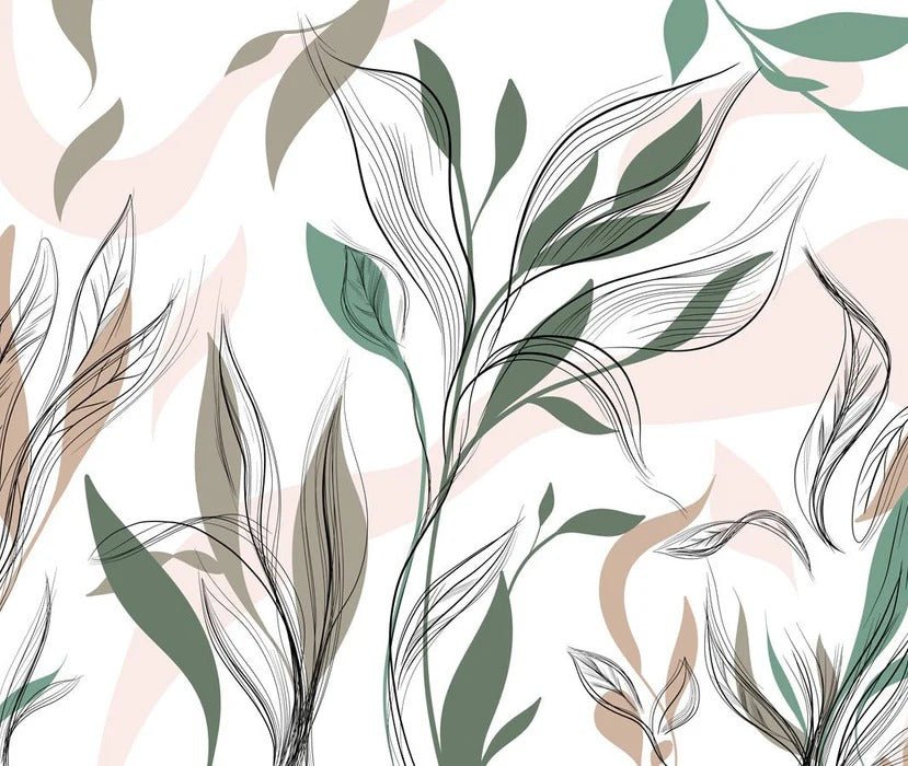 Papel pintado panorámico de flores gráficas