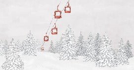 Papel pintado góndola roja montaña