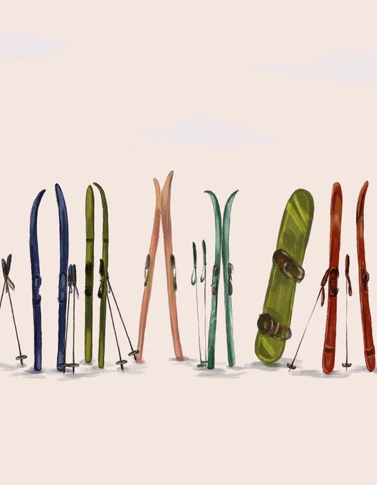 Papier peint skis colorés beige, XXL, tendance