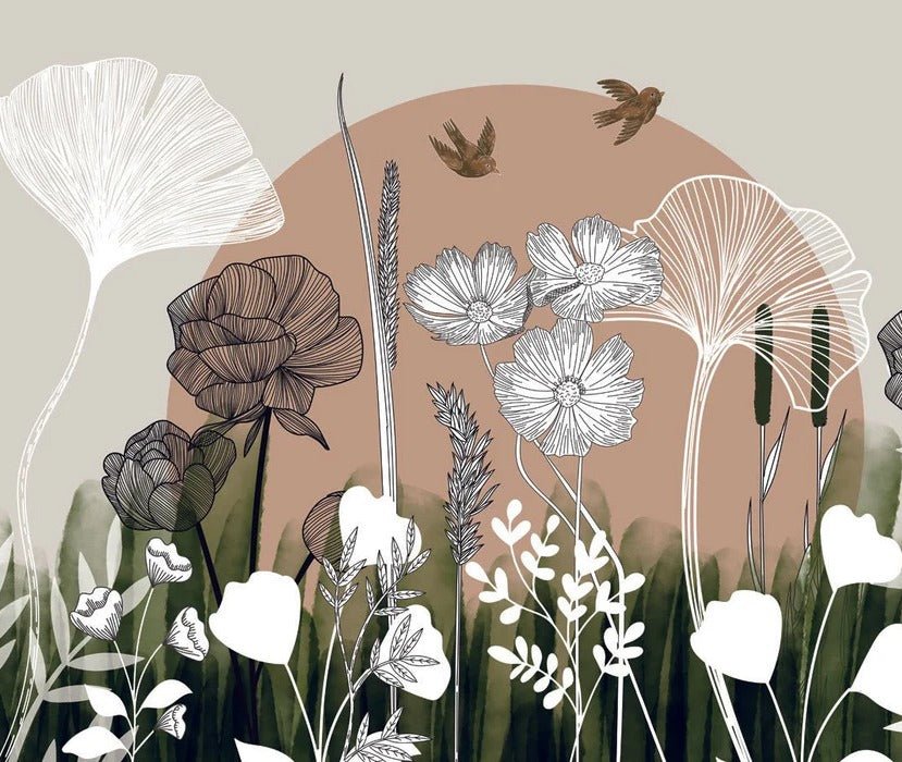 Papel pintado Ilustración floral panorámica