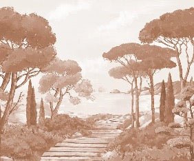 Papier peint balade dans les calanques terracotta, XXL, tendance