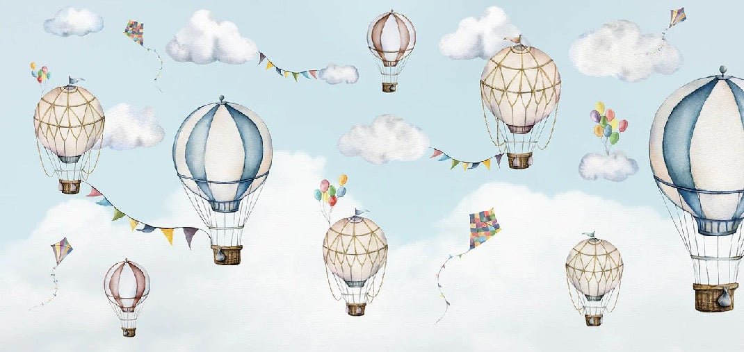 Fondo de globos aerostáticos en vuelo