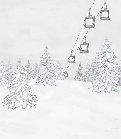 Papel pintado blanco y negro góndola montaña