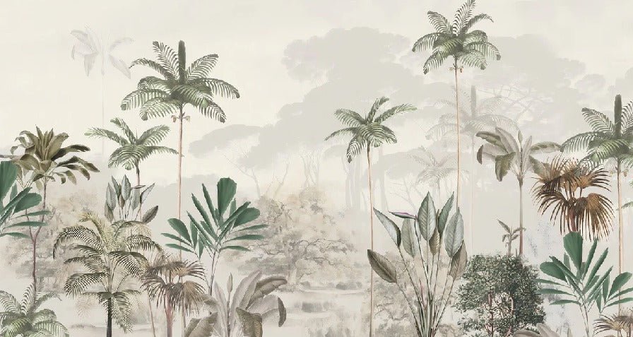 Papier peint panoramique jungle eden vert