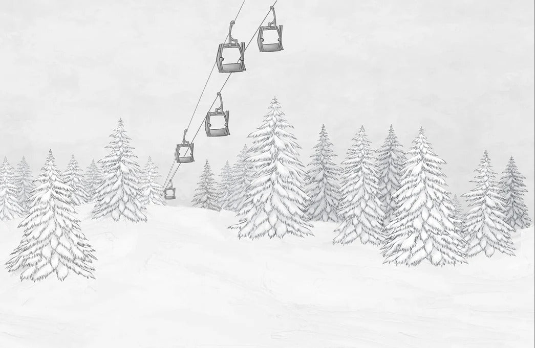 Papel pintado blanco y negro góndola montaña