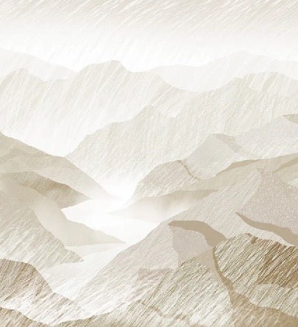 Papel pintado con ilustración de montañas en sepia