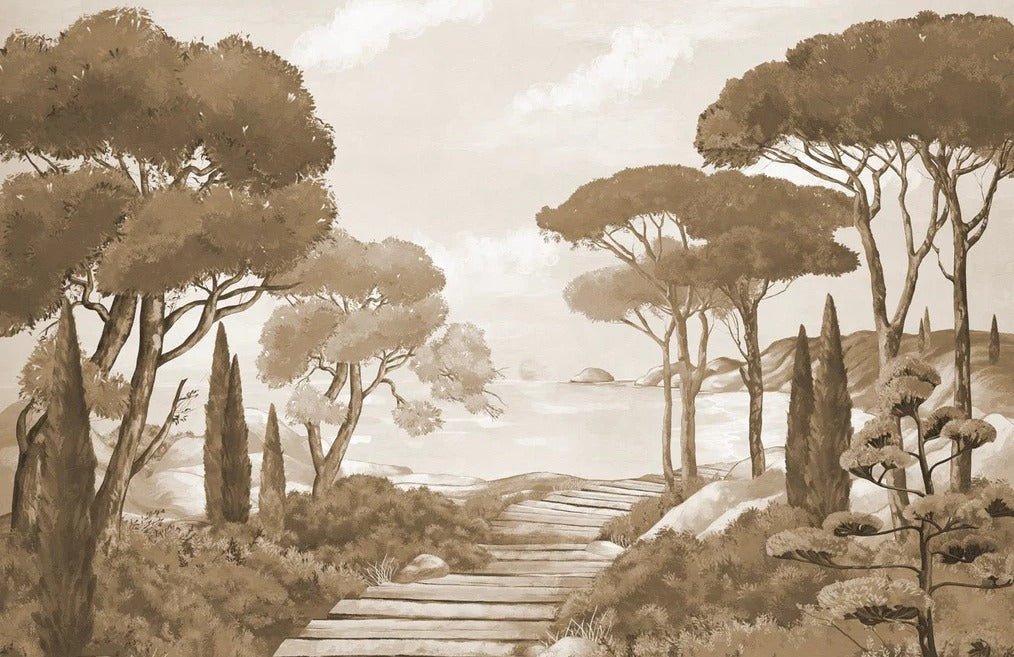 Papier peint balade dans les calanques monochrome, XXL, tendance