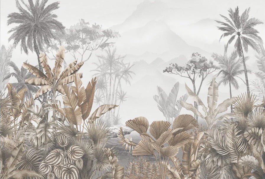 Papier peint tendance tropical sepia, XXL, tendance