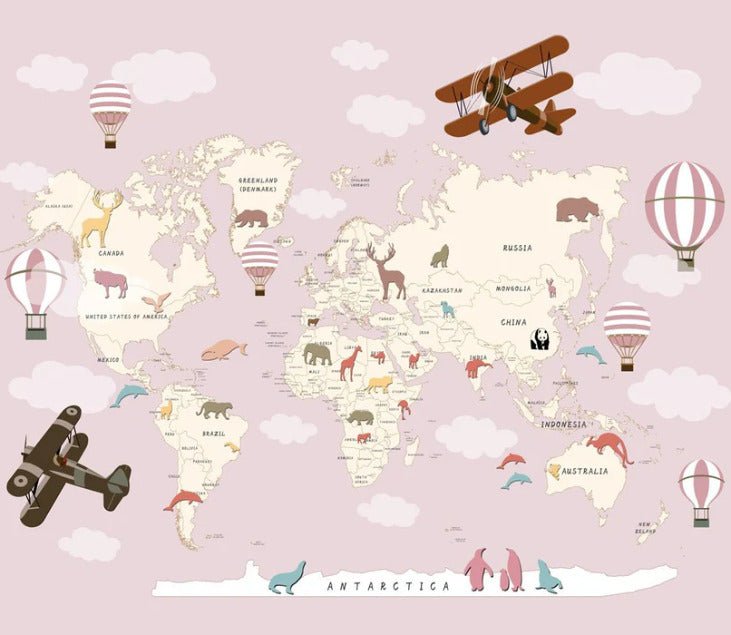 Papel pintado de Aeroplane girl world map