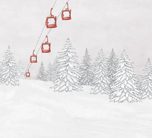 Papel pintado góndola roja montaña