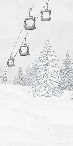 Papel pintado blanco y negro góndola montaña