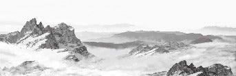 Papel pintado panorámico de montaña en blanco y negro