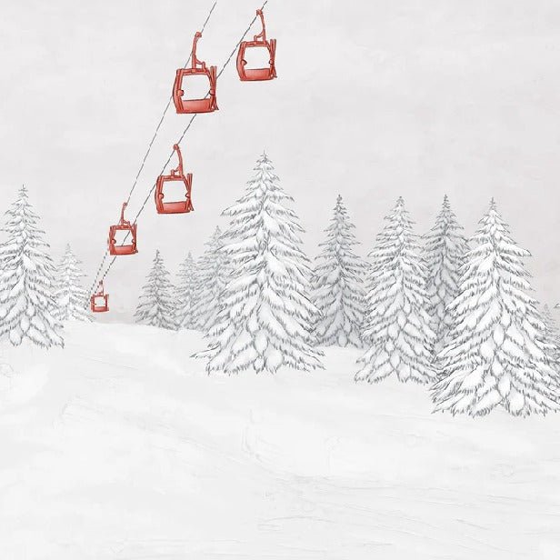 Papel pintado góndola roja montaña