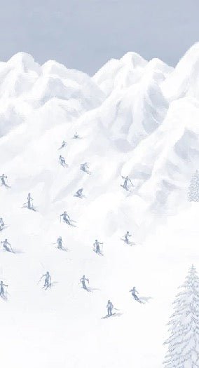 Papier peint montagne skieurs bleu, XXL, tendance