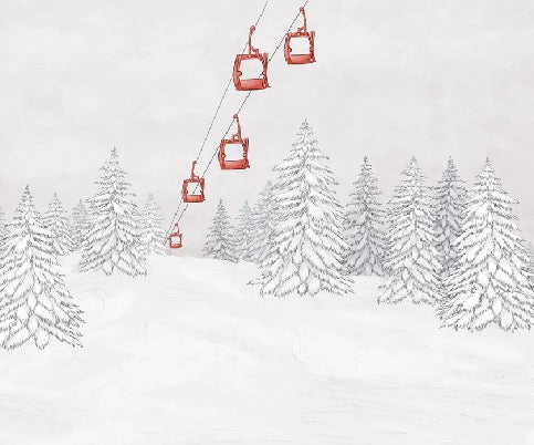 Papel pintado góndola roja montaña