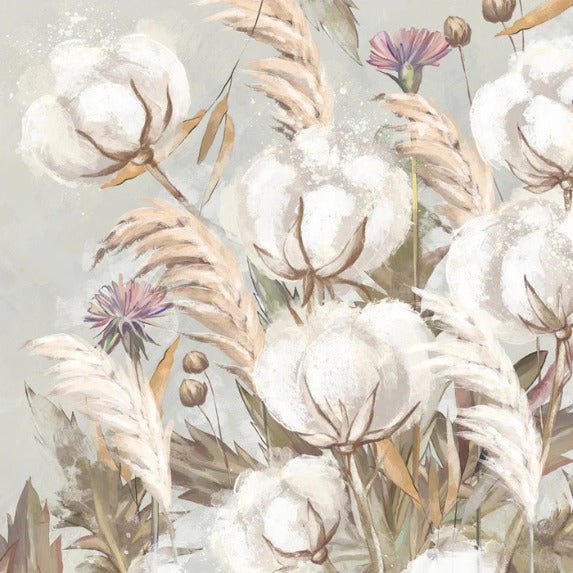 Papel pintado panorámico de flores de algodón