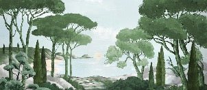 Papier peint balade dans les calanques vert