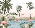 Papel pintado Oasis flamingo