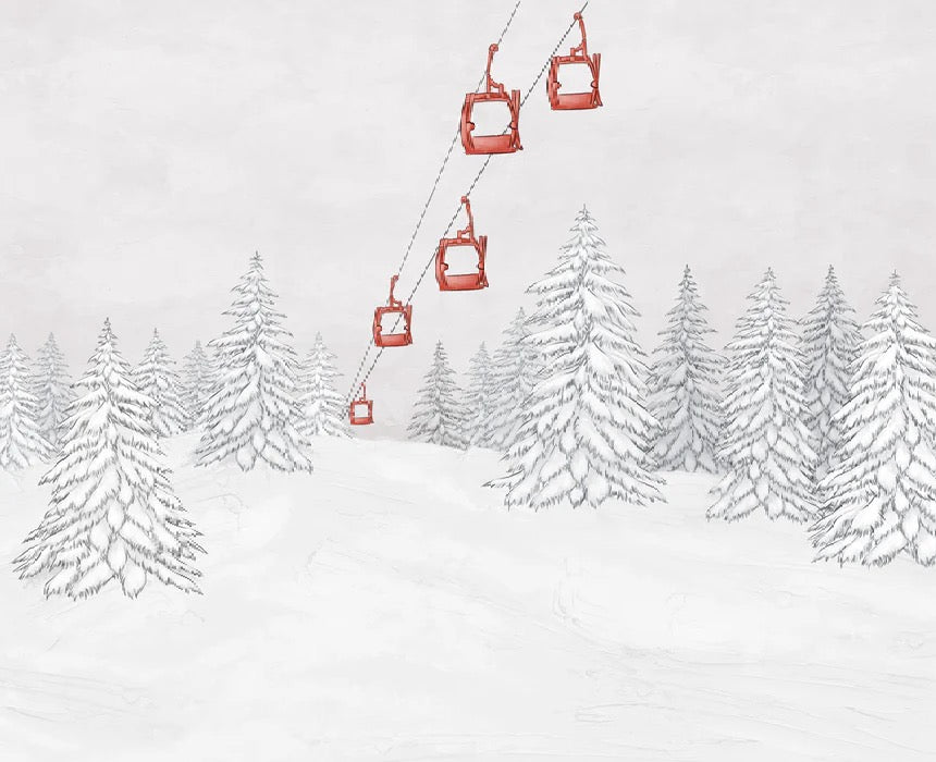 Papel pintado góndola roja montaña